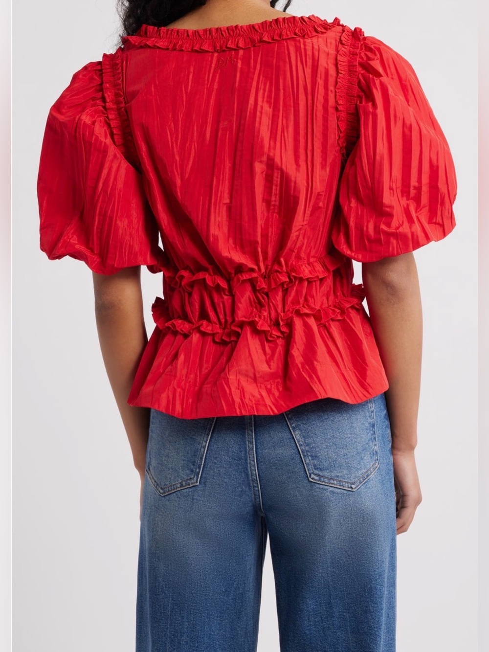 NWT Damson Madder Everly Convertible Puff Sleeve Top Red US 10 / UK 14 - Picture 2 of 10